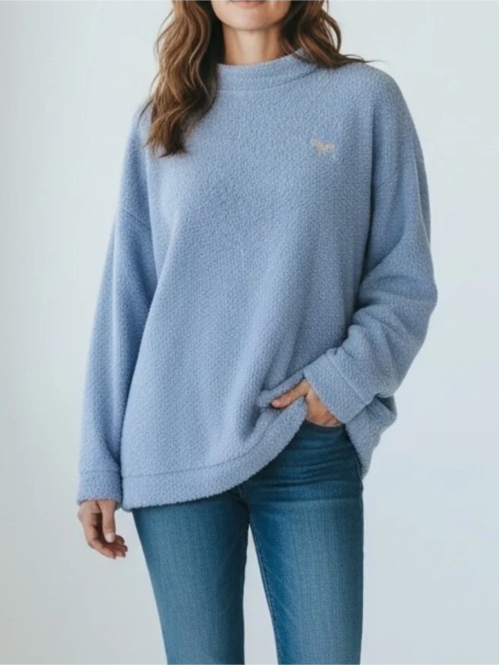 Victoria’s Secret PINK Terry Cloth Oversized Mock-neck Pullover